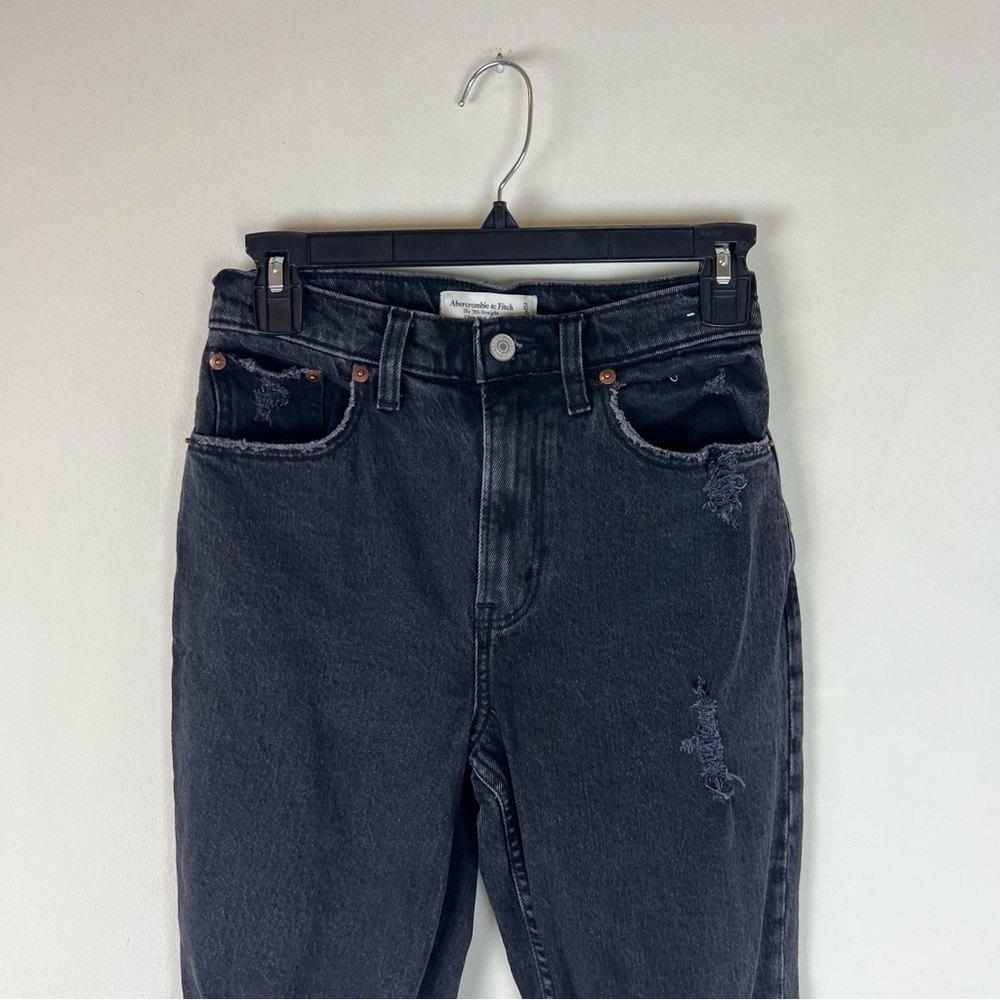 Abercrombie & Fitch Curve Love 90s Straight Jeans Distressed Size 25 Extra Short - Picture 4 of 9
